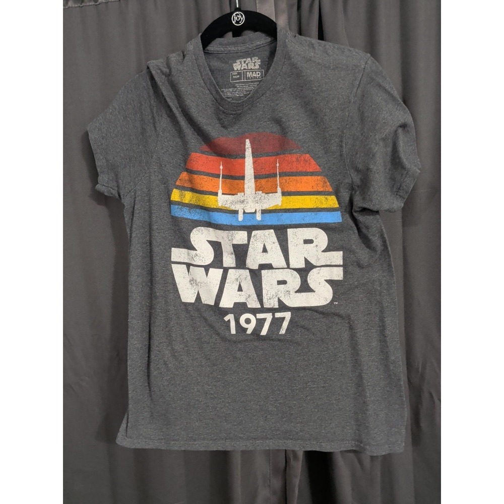Star Wars Mens S Gray 1977 X-Wing Graphic T Shirt Retro Sci Fi Movie Tee